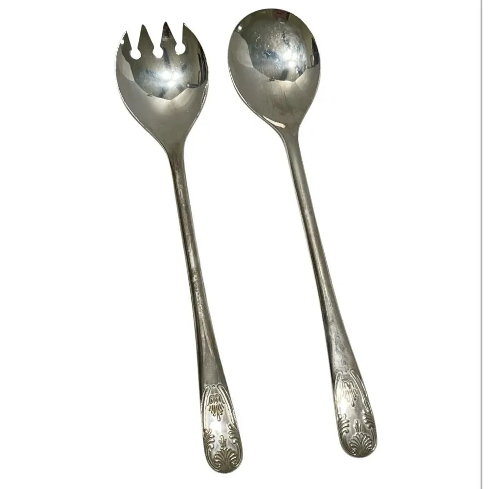 Vintage Silver Plate Salad Serving Utensils Set 9